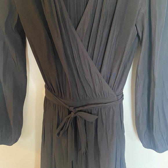 Aritzia Wilfred Black Japanese Polyester Diane Wrap Dress, S - Picture 2 of 7